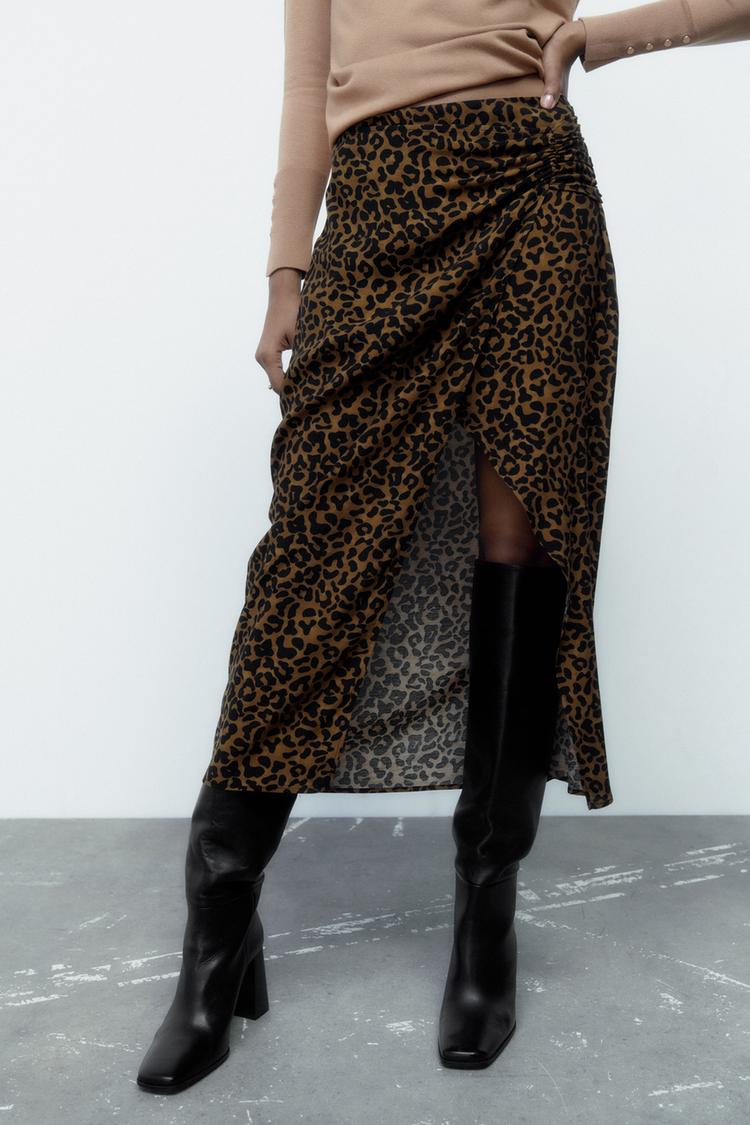 Leopard-print midi skirt by zara hotsell